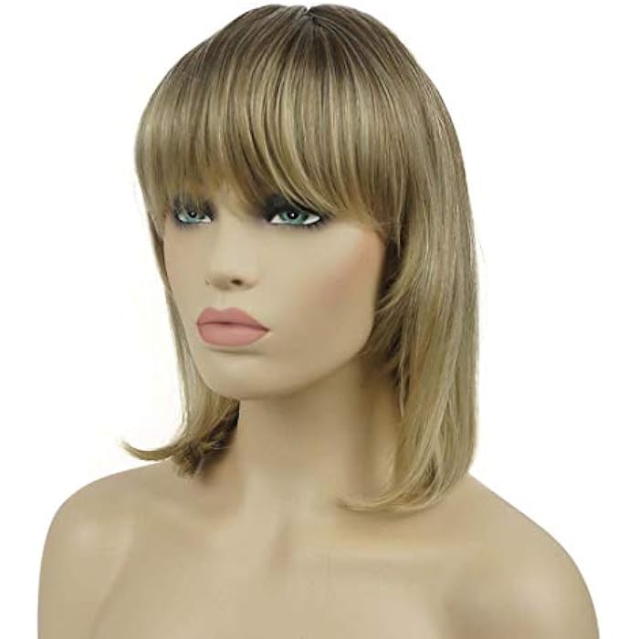 DILLARDS Lydell Synthetic Medium Length Straight Wig With Neat Bang Cosplay Wigs For Women Golden Blonde - Image 3
